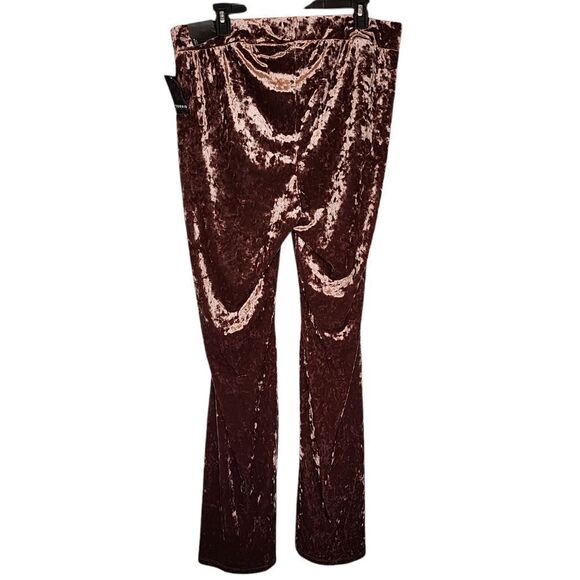 3X 22W 24W Torrid Brown Flare Legging Pant Pockets Crushed Velvet Full Length - Picture 3 of 8